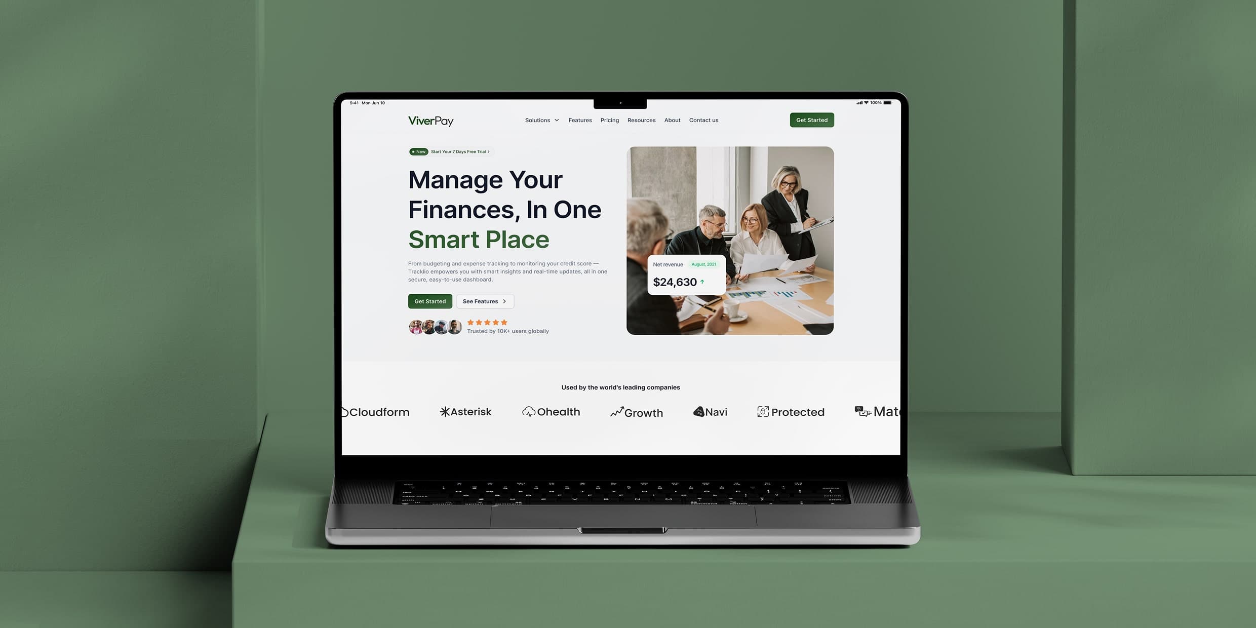 ViverPay case study hero showing modern fintech UI