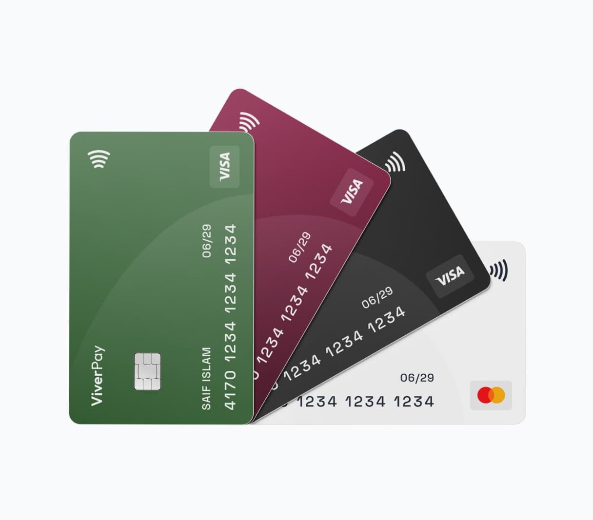 ViverPay branded merchandise with logo on white background by CoderVive